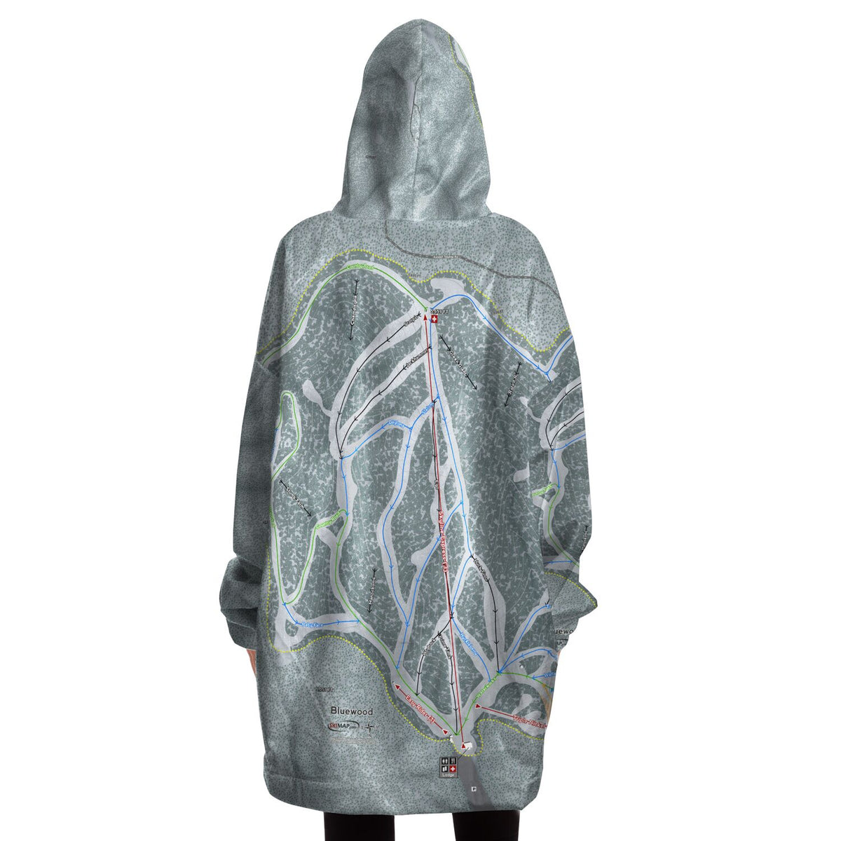 Bluewood, Washington Ski Trail Map - Snug Hoodie