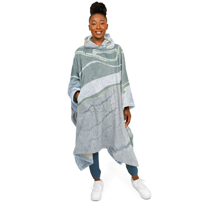 Cockaigne, New York Ski Resort Map Flannel Blanket Poncho