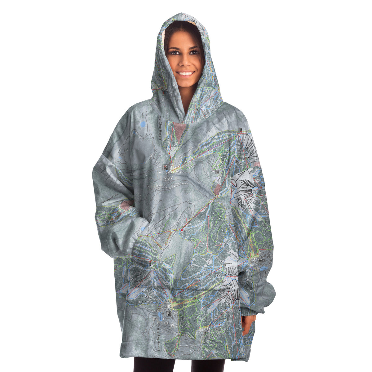 Big Sky Combo, Montana Ski Trail Map Snug Hoodie