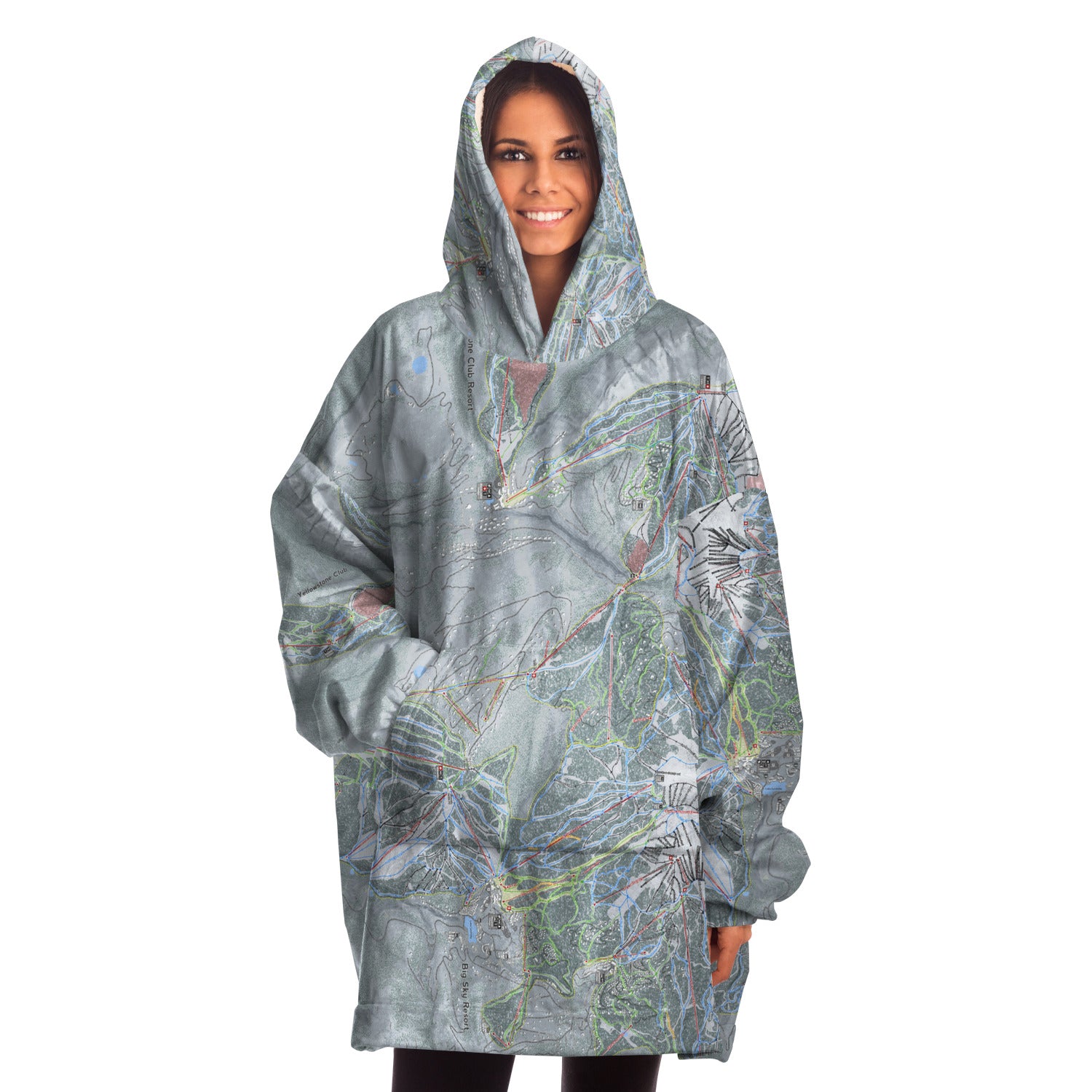 Big Sky Combo, Montana Ski Trail Map Snug Hoodie