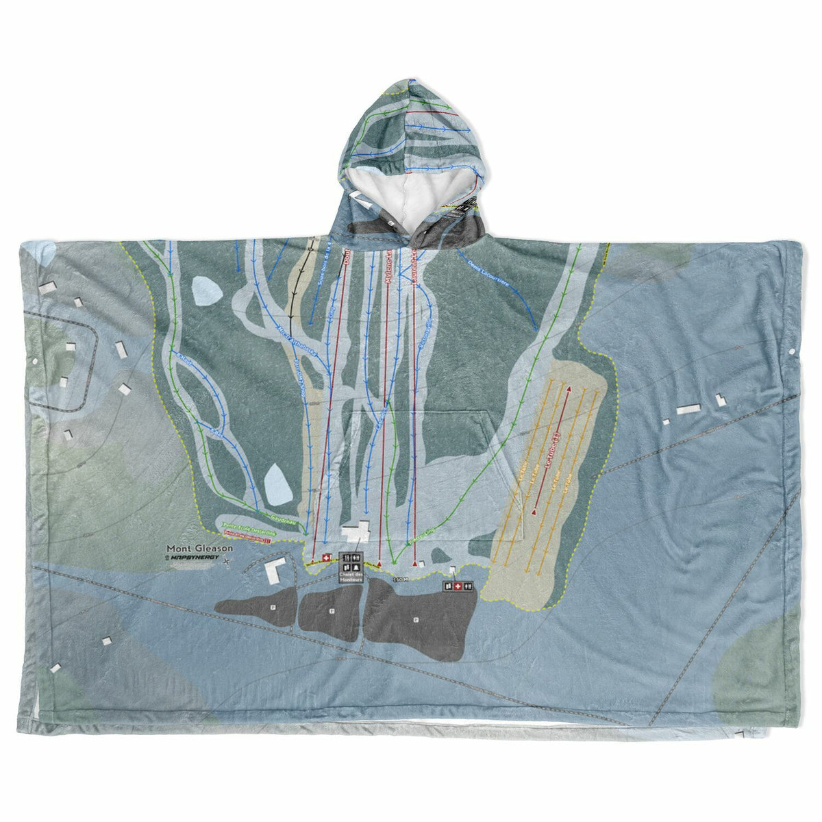 Mont Gleason, Quebec Ski Resort Map Flannel Blanket Poncho