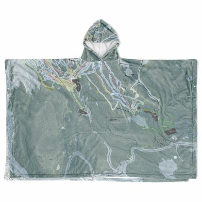 Mt Hood Meadows, Oregon Ski Resort Map Flannel Blanket Poncho