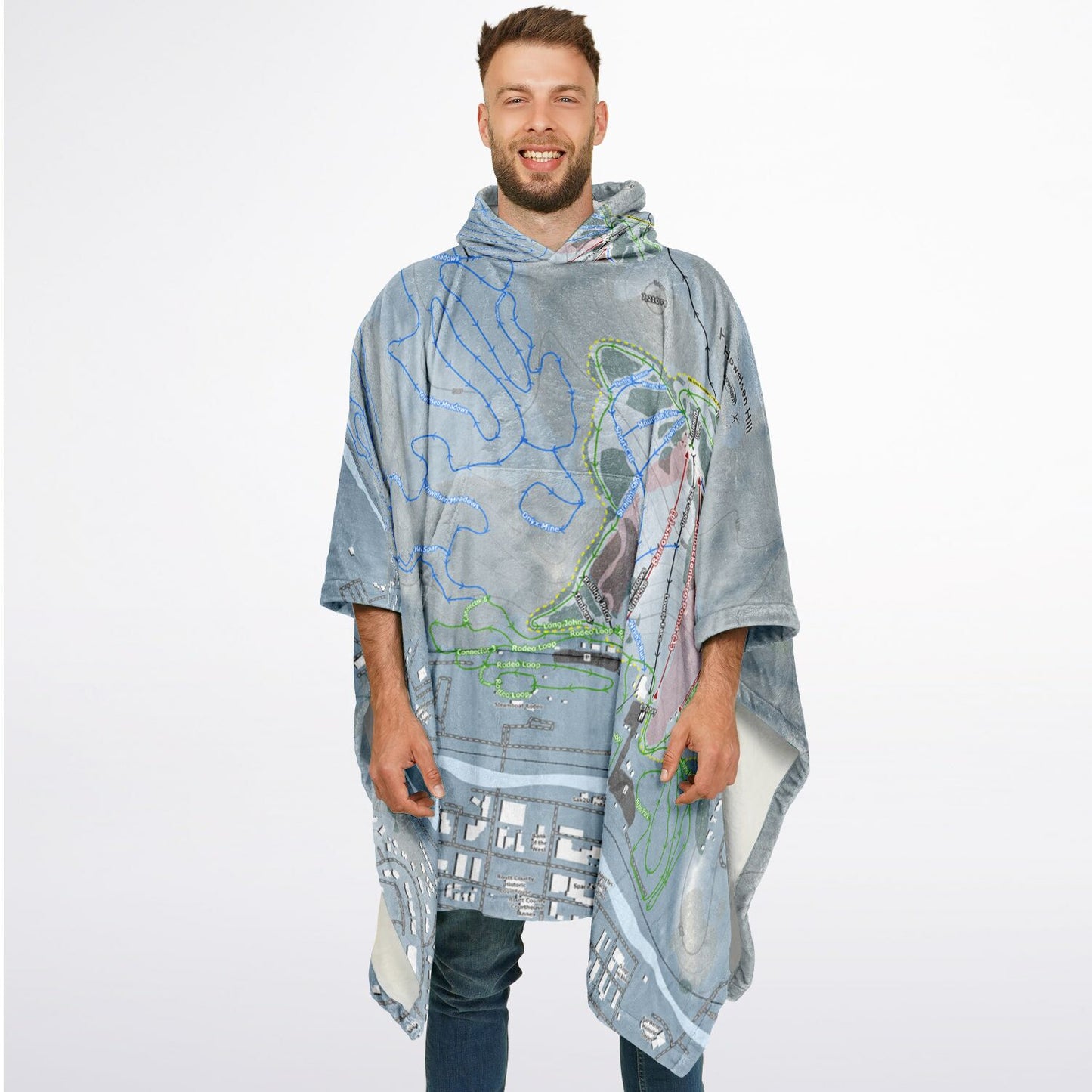 Howelsen Hill, Colorado Ski Resort Map Flannel Blanket Poncho