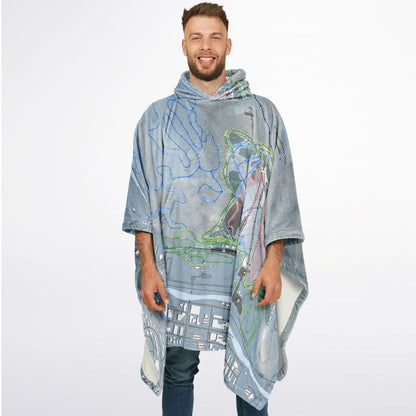 Howelsen Hill, Colorado Ski Resort Map Flannel Blanket Poncho