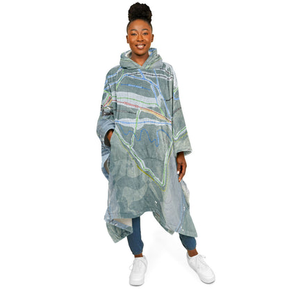 Berkshire East, Massachusetts Ski Resort Map Flannel Blanket Poncho