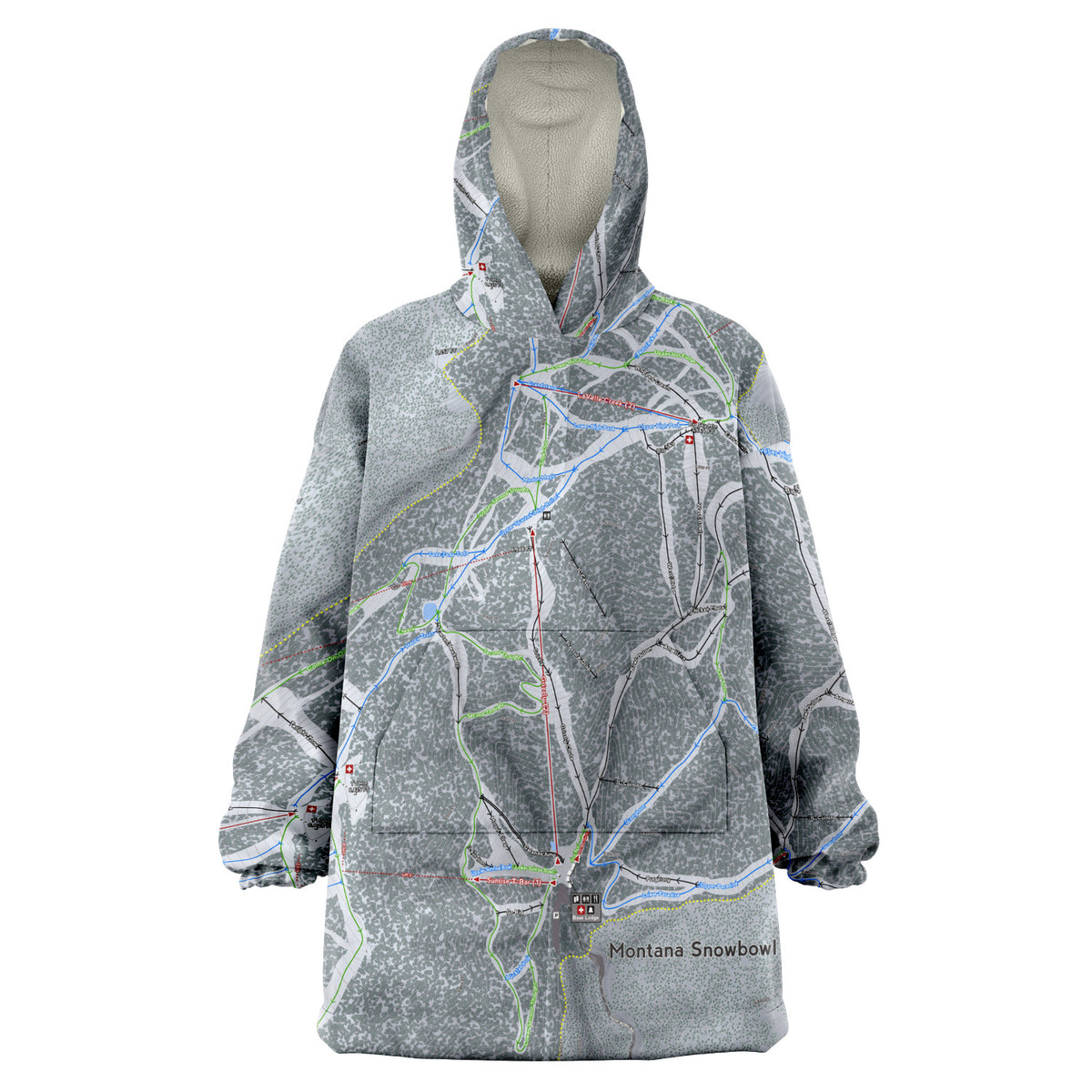 Montana Snowbowl, Montana Ski Trail Map Snug Hoodie