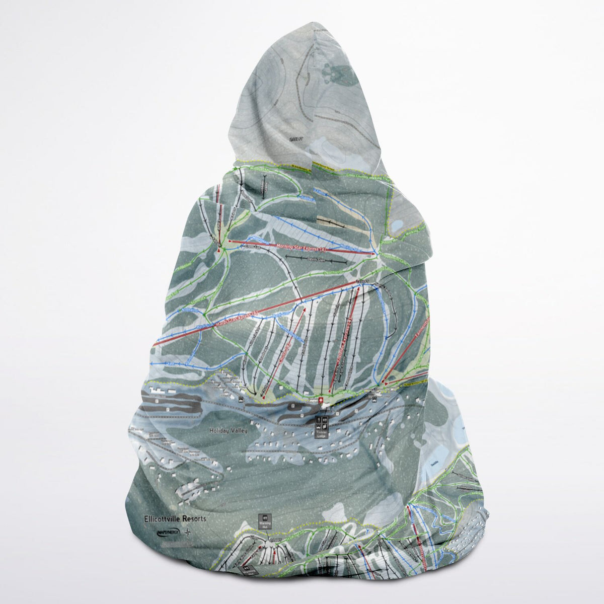 Holiday Valley Combo, New York Ski Trail Map - Adult Hooded Blanket