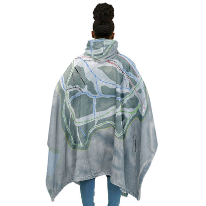 McCauley Mountain, New York Ski Resort Map Flannel Blanket Poncho