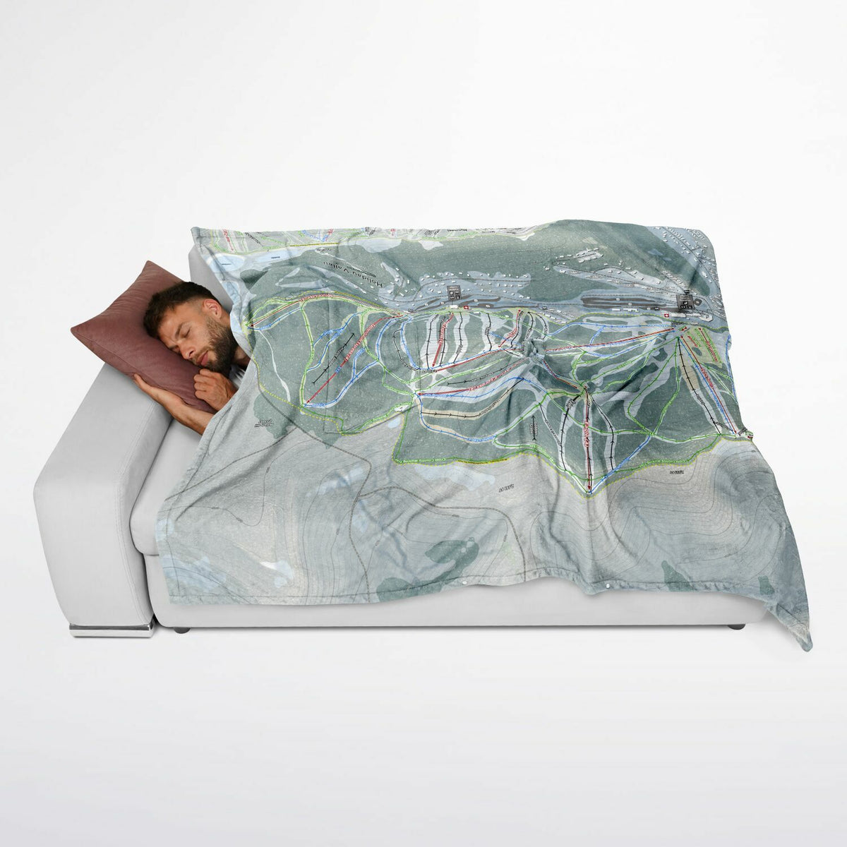 Holiday Valley, New York Ski Resort Map Flannel Blanket Poncho