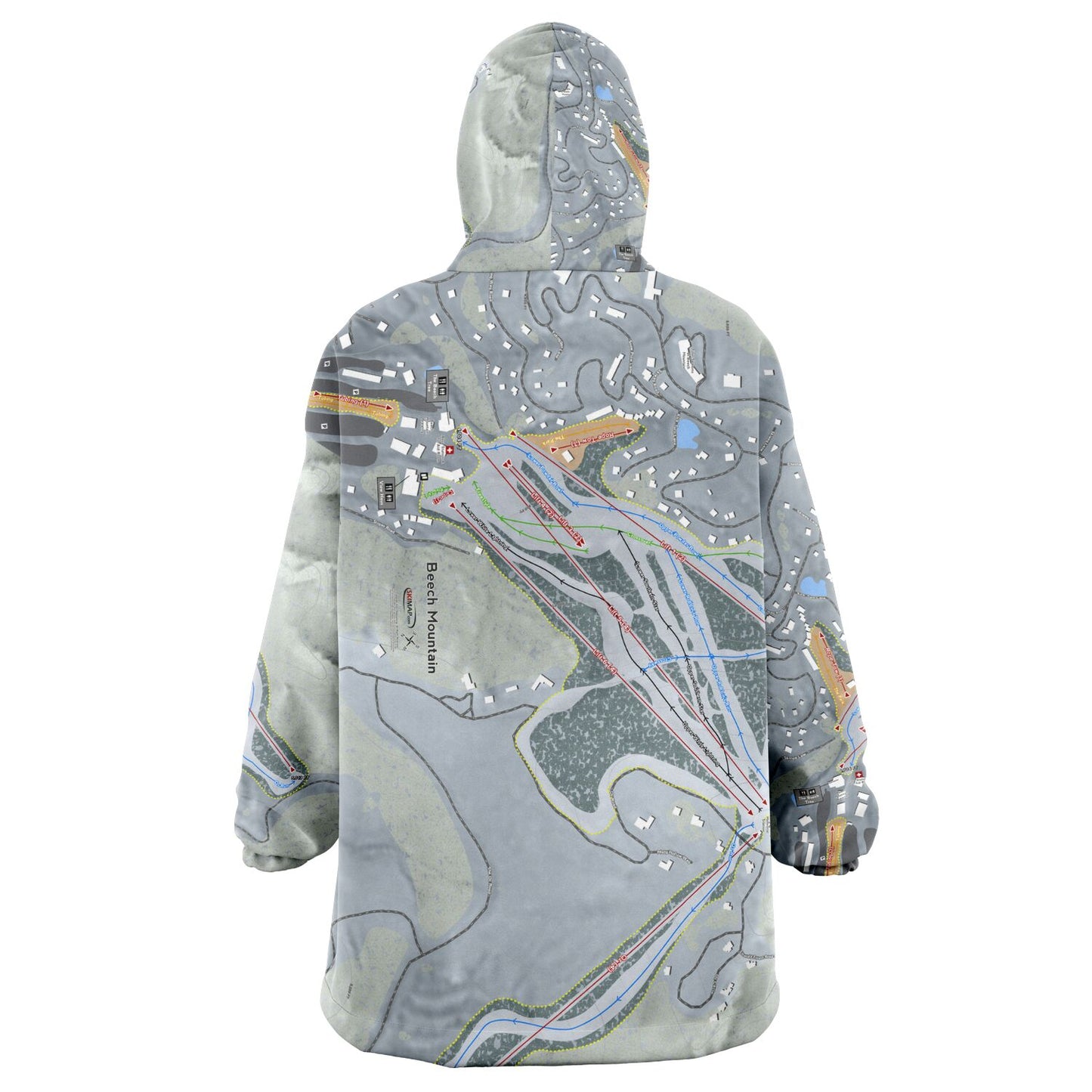 Beech Mountain, North Carolina Ski Trail Map Snug Hoodie - Powderaddicts