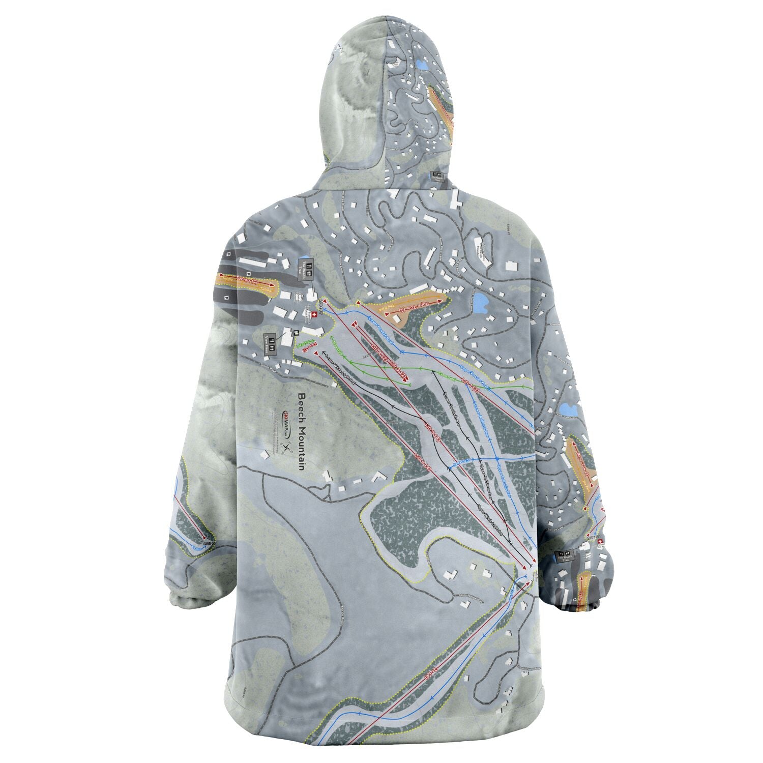 Beech Mountain, North Carolina Ski Trail Map Snug Hoodie - Powderaddicts