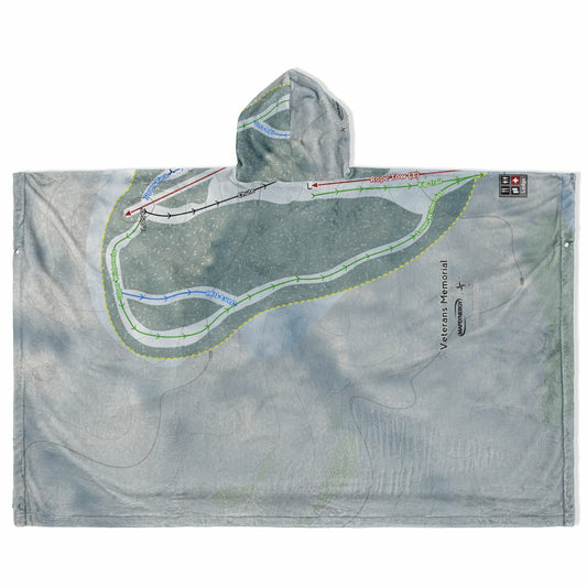 Veterans Memorial, New Hampshire Ski Resort Map Flannel Blanket Poncho