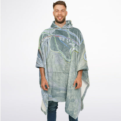 Crotched Mountain, New Hampshire Ski Resort Map Flannel Blanket Poncho
