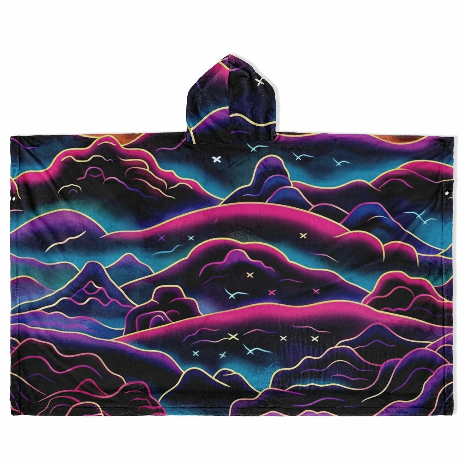 Neon Mountain, Flannel Blanket Poncho