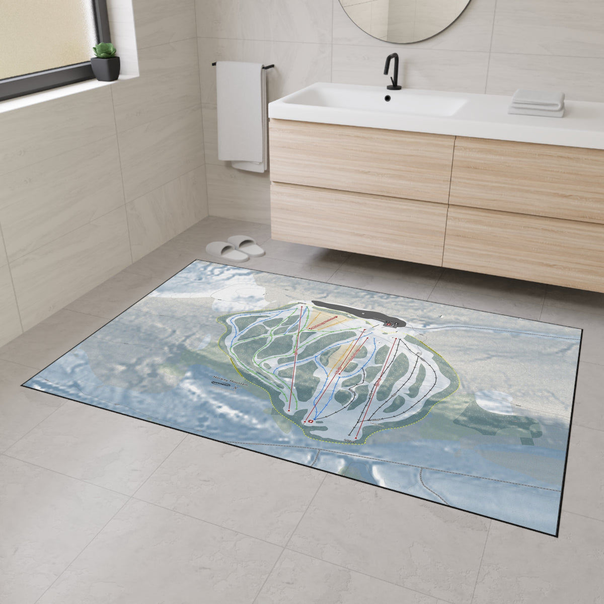 Norway Mountain, Michigan Ski Resort Map Heavy Duty Floor Mat
