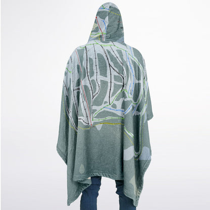 Pass Powderkeg, Alberta Ski Resort Map Flannel Blanket Poncho