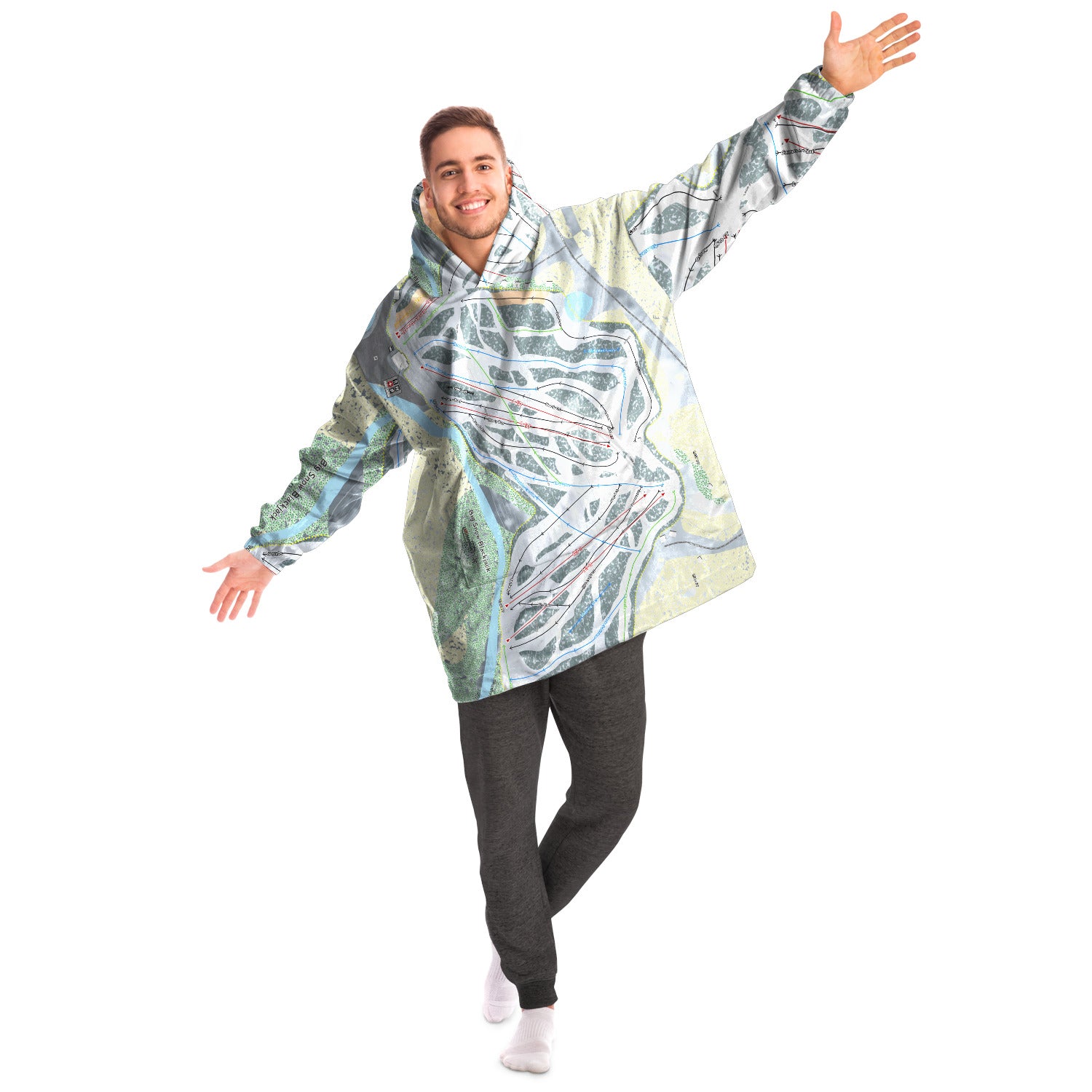 Big Snow BlackJack, Michigan Ski Trail Map Snug Hoodie - Powderaddicts
