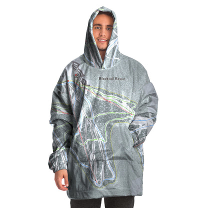 Blacktail, Montana Ski Trail Map - Snug Hoodie - Powderaddicts