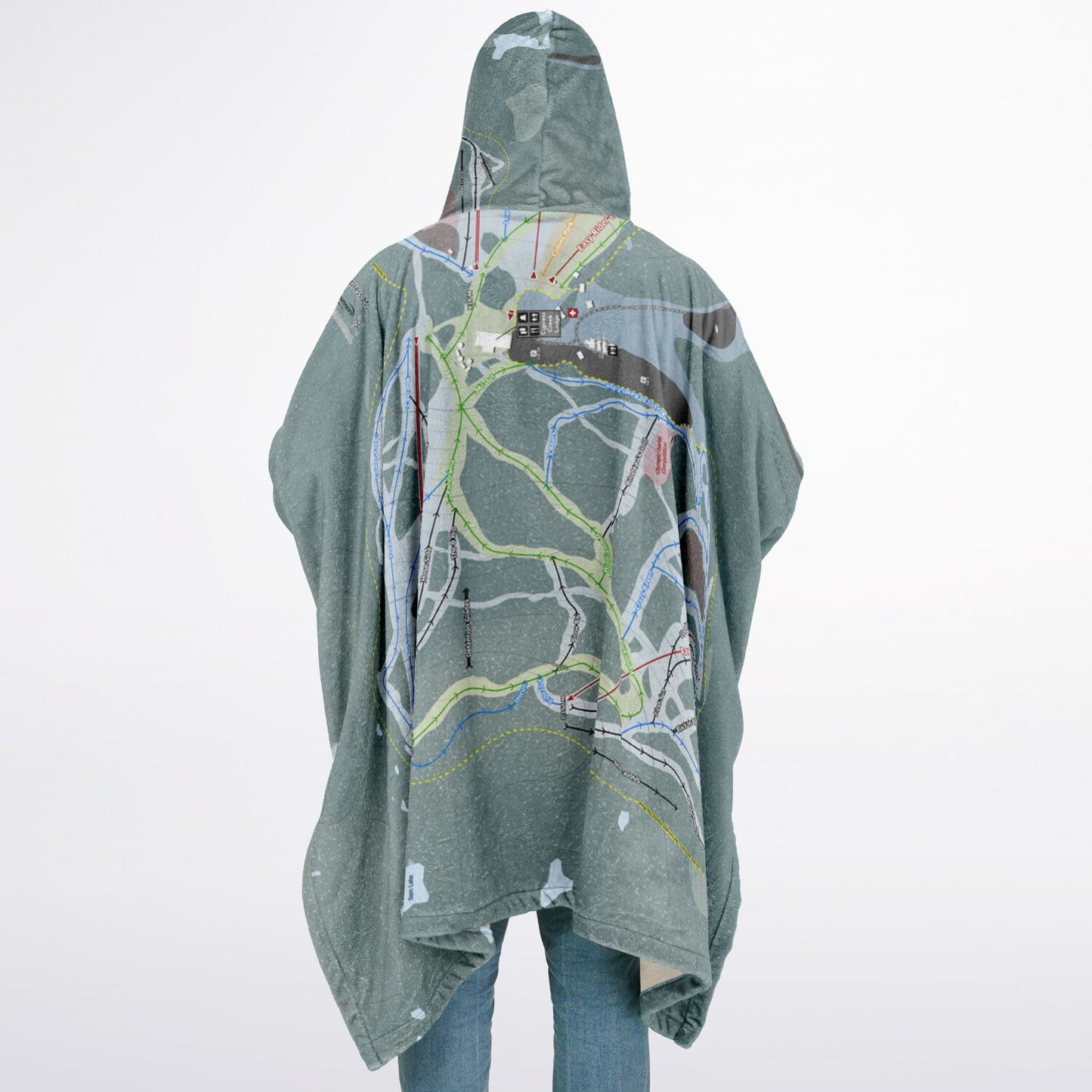 Cypress Mountain, British Columbia Ski Resort Map Flannel Blanket Poncho