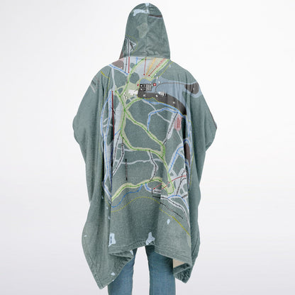 Cypress Mountain, British Columbia Ski Resort Map Flannel Blanket Poncho