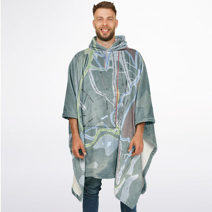 Cypress Mountain, British Columbia Ski Resort Map Flannel Blanket Poncho