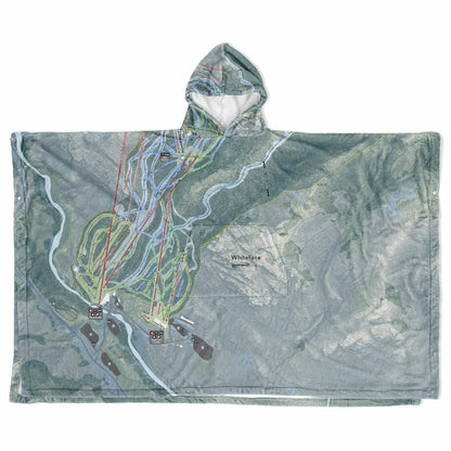 Whiteface Mountain, New York Ski Resort Map Flannel Blanket Poncho