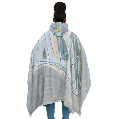 Birch Hill, Alaska Ski Resort Map Flannel Blanket Poncho