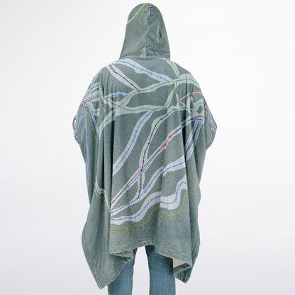 Purden Ski Village, British Columbia Ski Resort Map Flannel Blanket Poncho