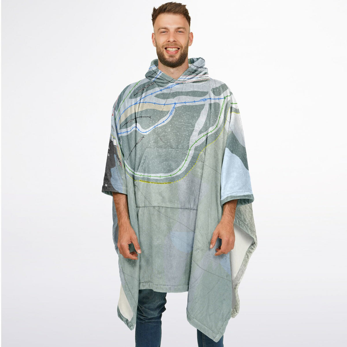 Kanasuta, Quebec Ski Resort Map Flannel Blanket Poncho