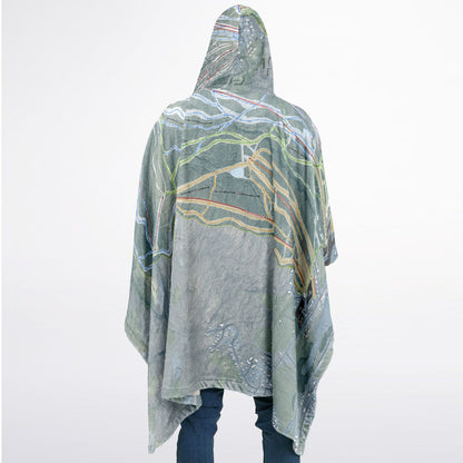 Mount Snow, Vermont Ski Resort Map Flannel Blanket Poncho