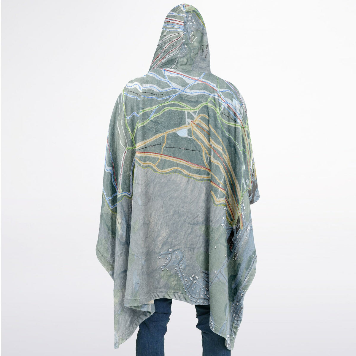 Mount Snow, Vermont Ski Resort Map Flannel Blanket Poncho