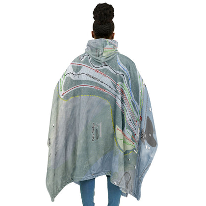 Otis Ridge, Massachusetts Ski Resort Map Flannel Blanket Poncho