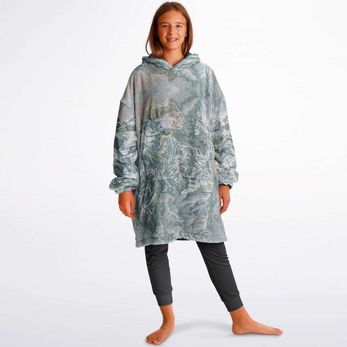 Powder Mountain, Utah Ski Resort Map Youth Reversible Snug Hoodie