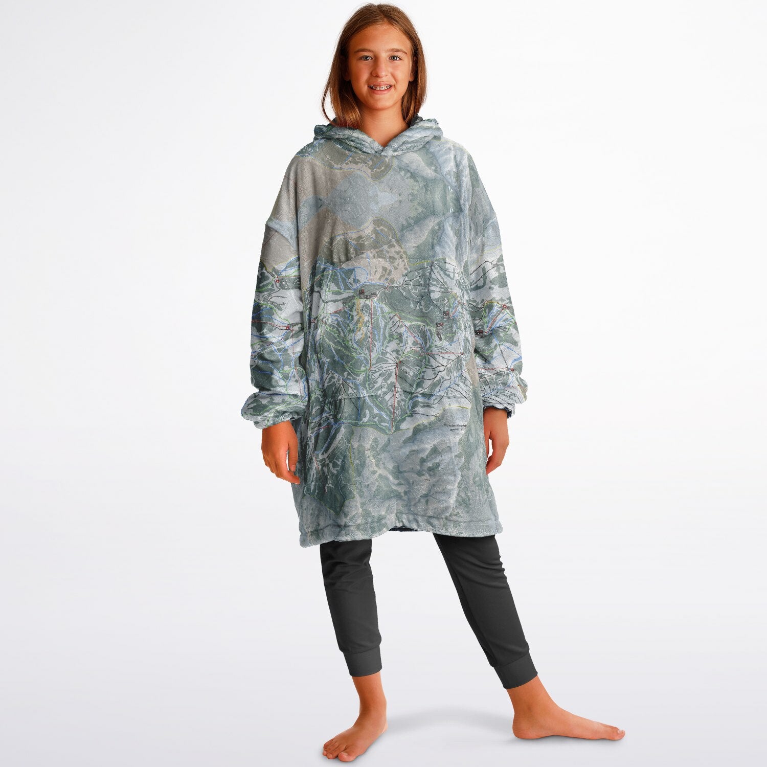 Powder Mountain, Utah Ski Resort Map Youth Reversible Snug Hoodie