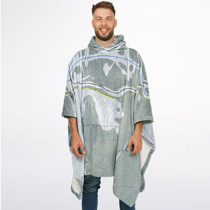 Cottonwood Butte, Idaho Ski Resort Map Flannel Blanket Poncho