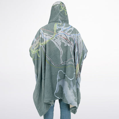 China Peak, California Ski Resort Map Flannel Blanket Poncho