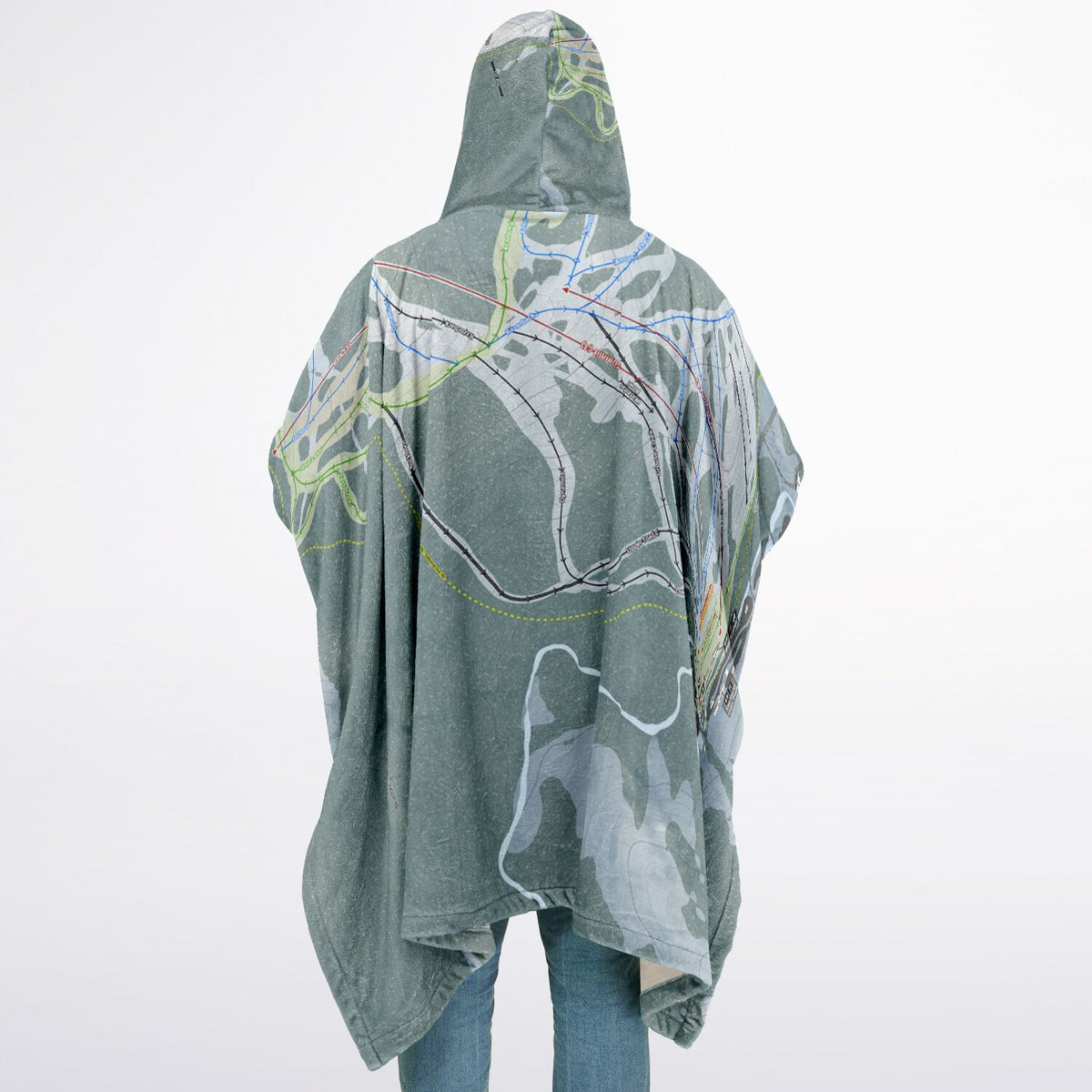 China Peak, California Ski Resort Map Flannel Blanket Poncho