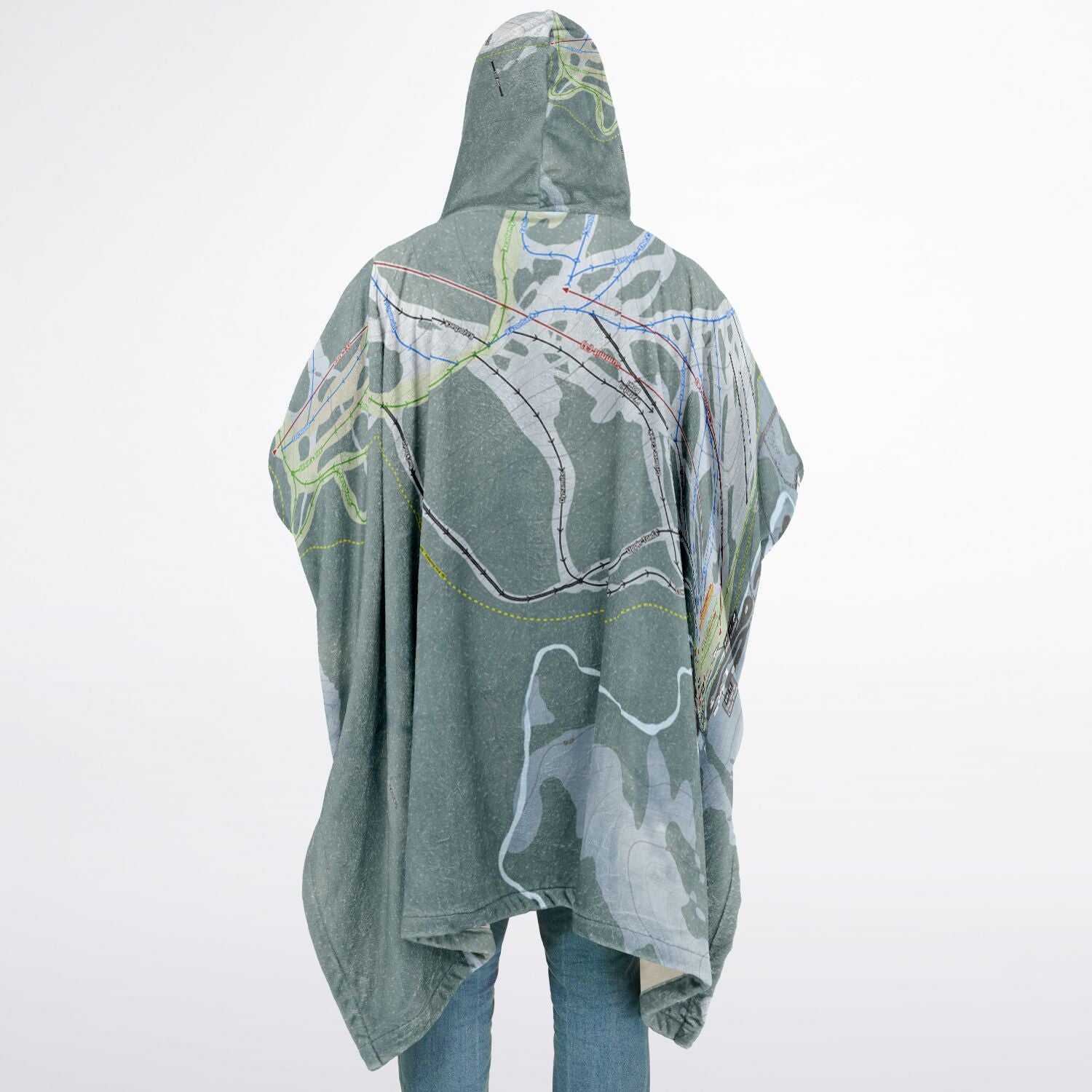 China Peak, California Ski Resort Map Flannel Blanket Poncho