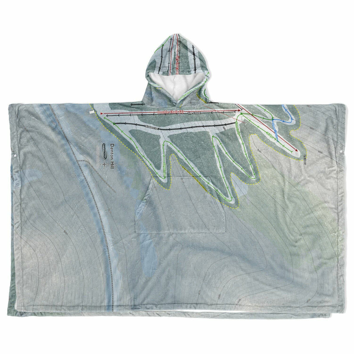 Denton Hill, Pennsylvania Ski Resort Map Flannel Blanket Poncho