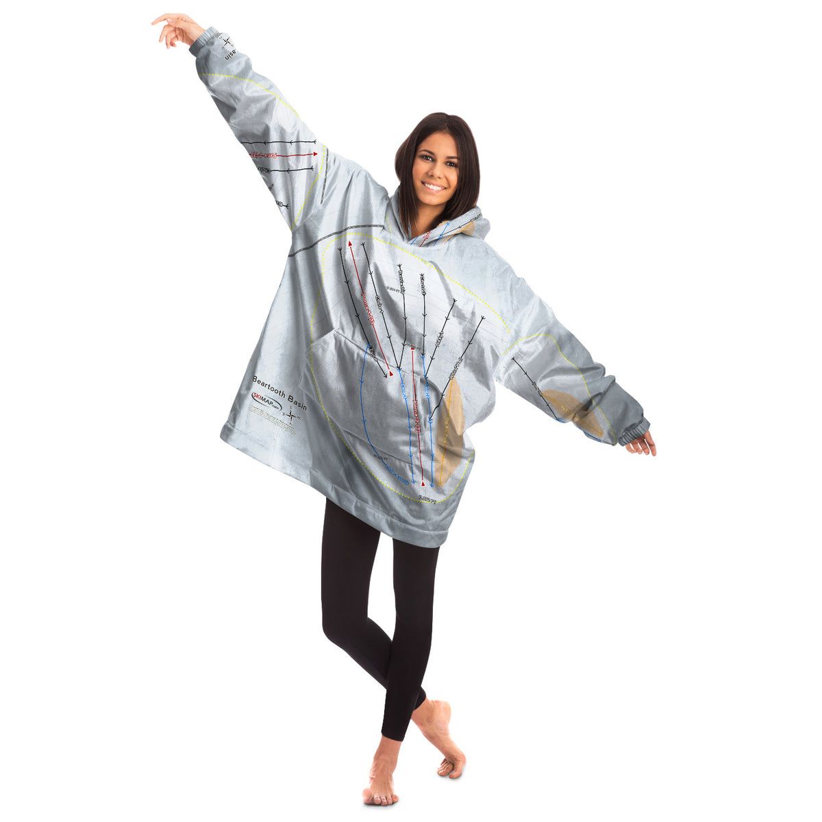 Beartooth Basin, Wyoming Ski Trail Map Snug Hoodie