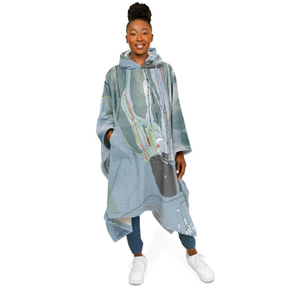 Woods Valley, New York Ski Resort Map Flannel Blanket Poncho