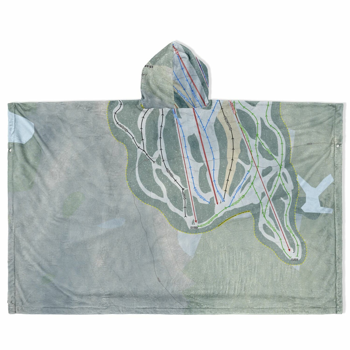 Sommet Edelweiss, Quebec Ski Resort Map Flannel Blanket Poncho