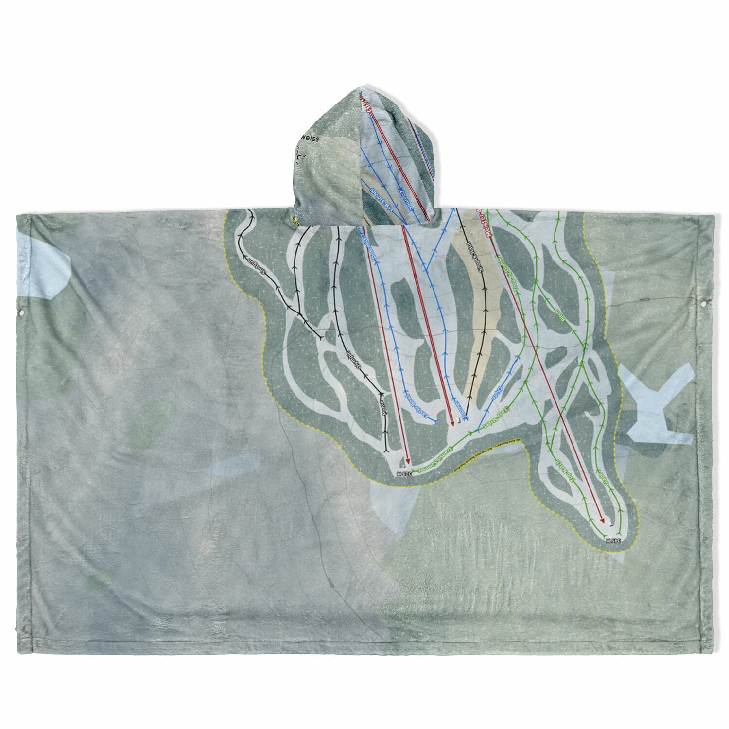 Sommet Edelweiss, Quebec Ski Resort Map Flannel Blanket Poncho