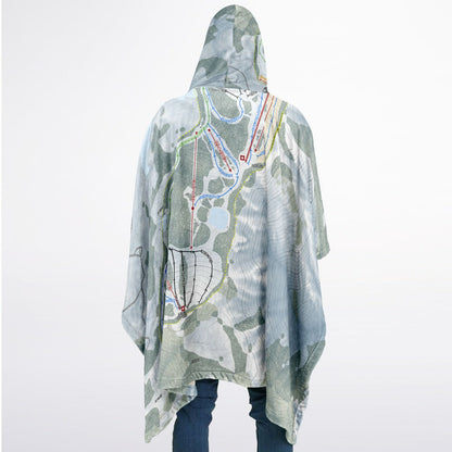 Snow Valley, California Ski Resort Map Flannel Blanket Poncho