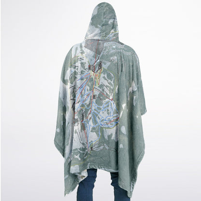 Palisades Tahoe, California Ski Resort Map Flannel Blanket Poncho