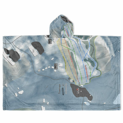 Treetops, Michigan Ski Resort Map Flannel Blanket Poncho
