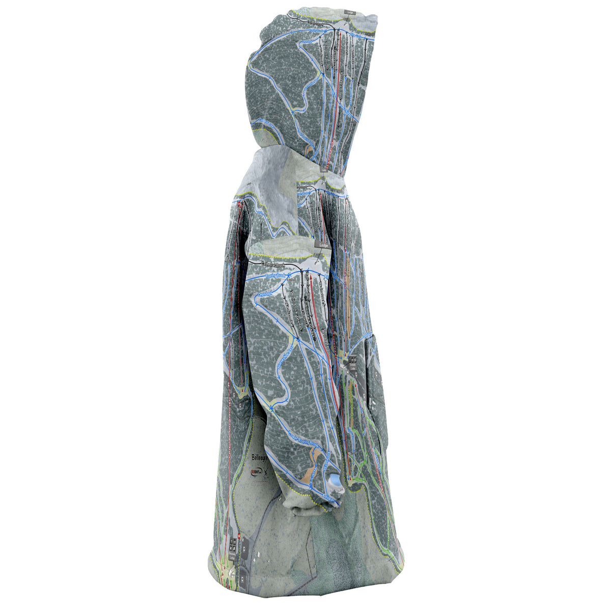 Belleayre Resort, New York Ski Trail Map Snug Hoodie