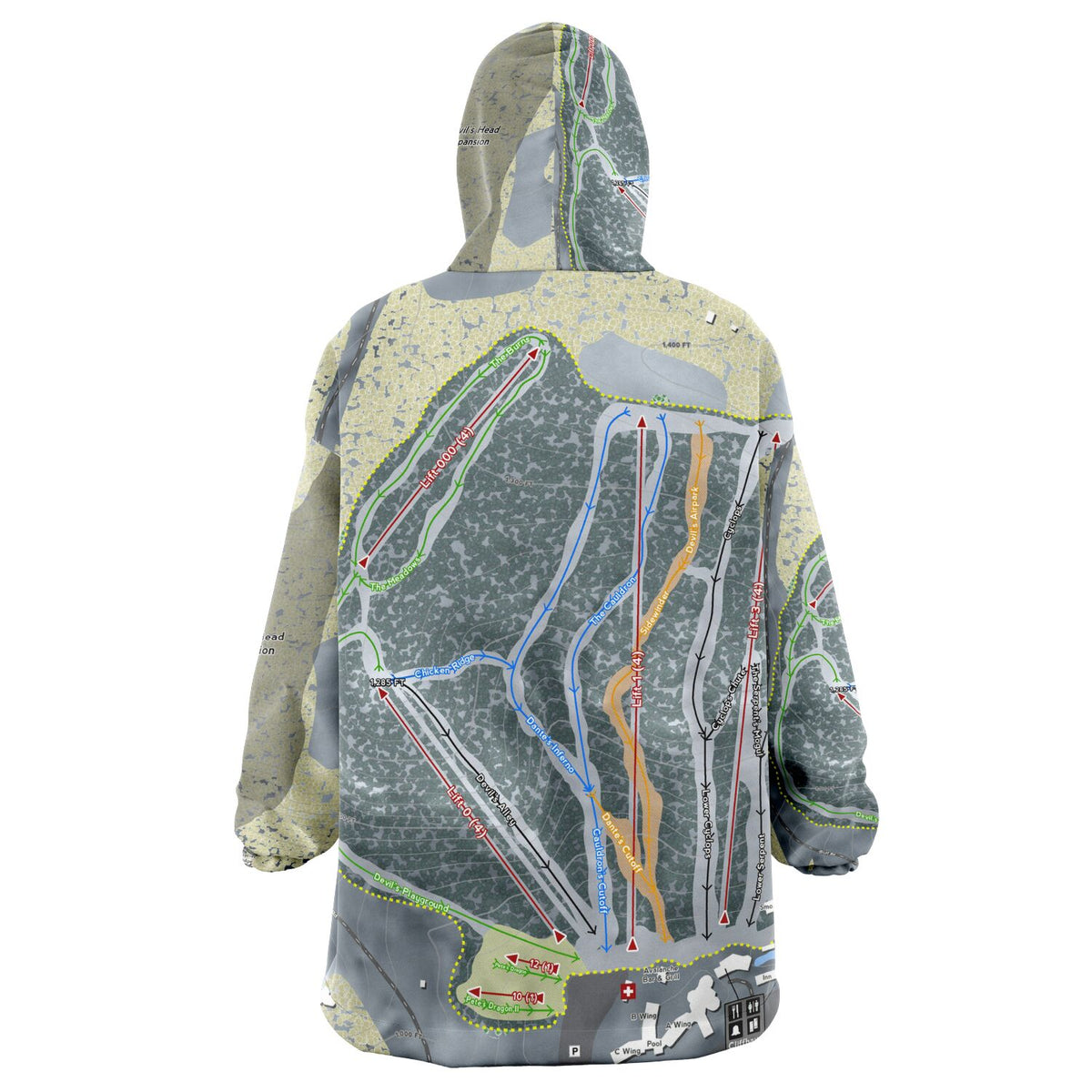 Devil's Head, Wisconsin Ski Trail Map - Snug Hoodie