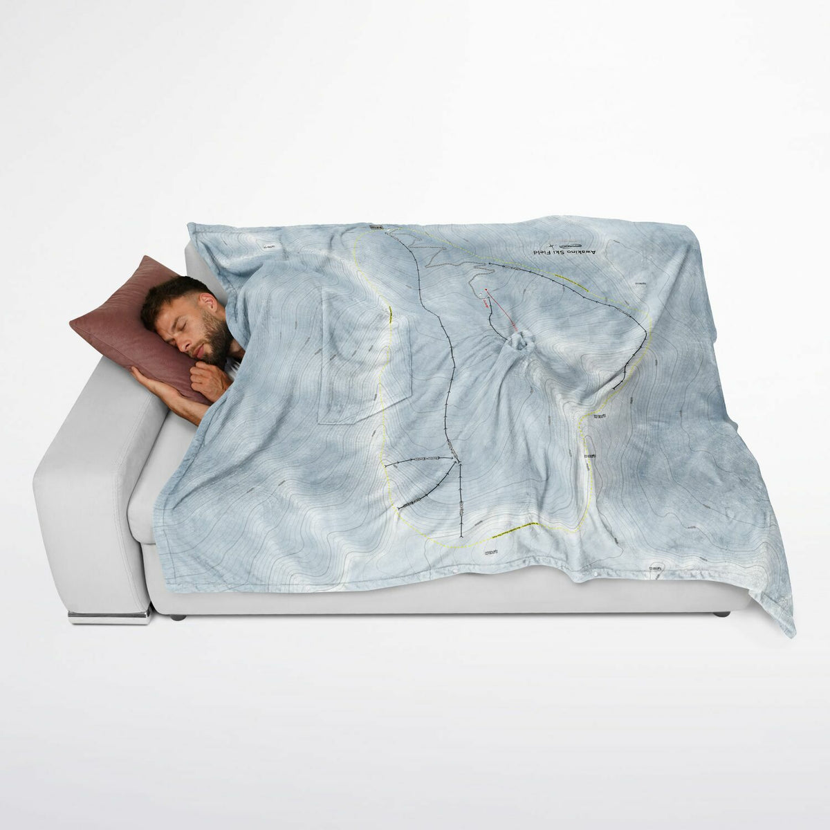 Awakino Ski Field, New Zealand Ski Resort Map Flannel Blanket Poncho