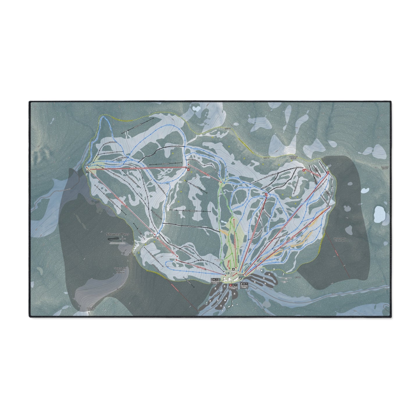 Stevens Pass, Washington Ski Resort Map Heavy Duty Floor Mat